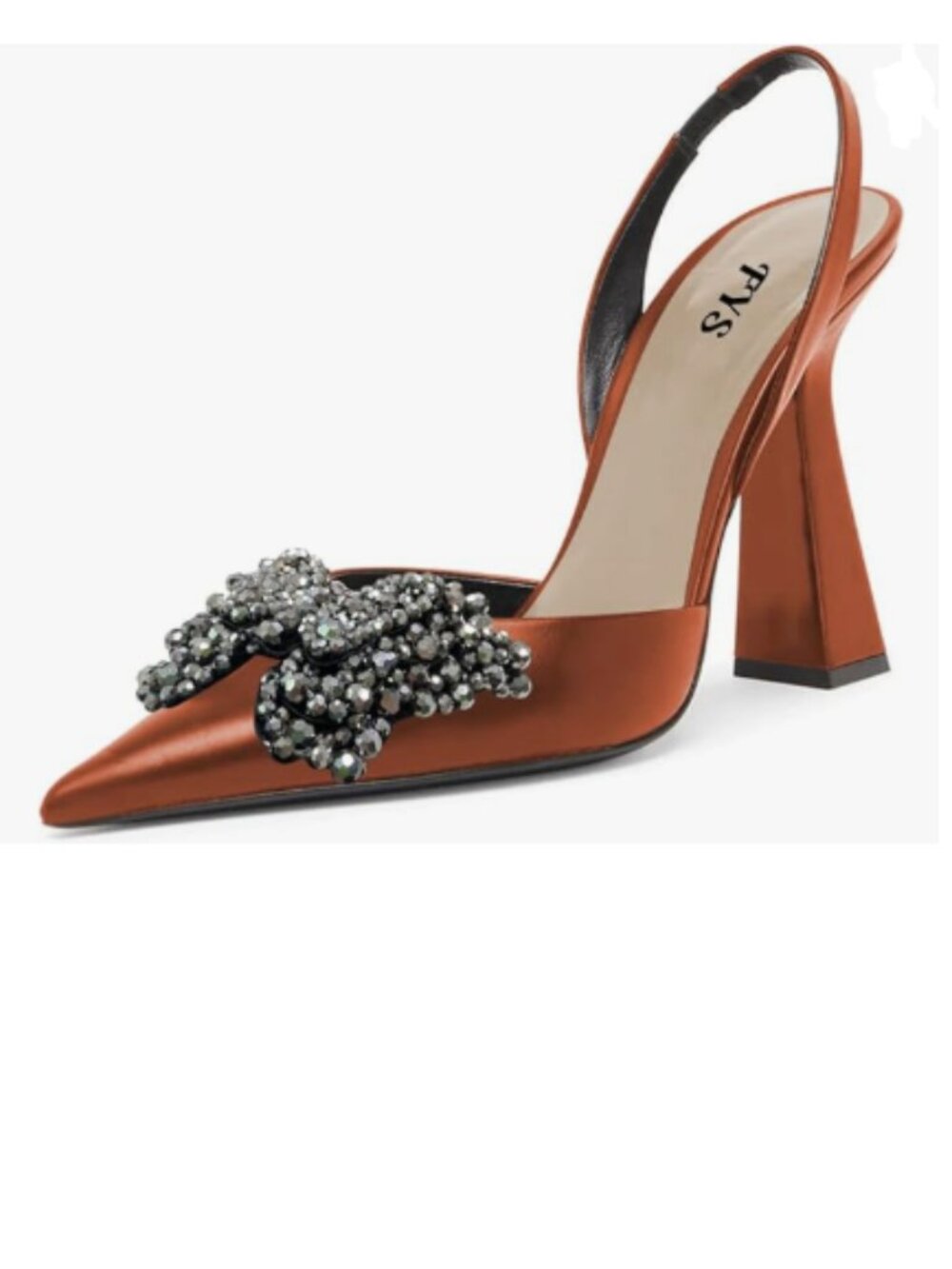 FYS Brown Slip on Pointed Toe Slingback Sandals Butterfly Crystal D'Orsay Pumps